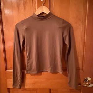 Chocolate Long Sleeve Mock Neck Top